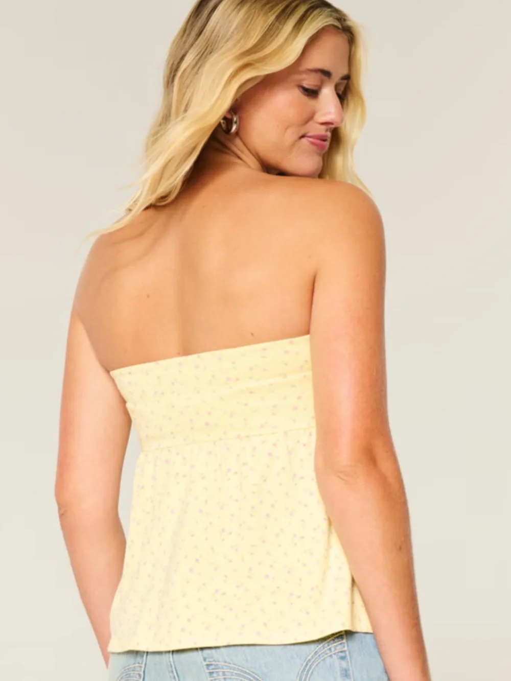 NWT Hollister Butter Yellow Floral Tie-Front Top - Picture 3 of 6